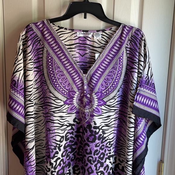 NWT JESSICA TAYLOR PURPLE & BLACK CAFTAN - Picture 3 of 9
